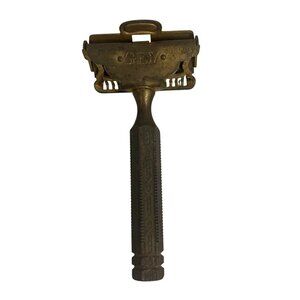 Antique Early 1900s GEM Brass Single Edge Razor Brookly, NY USA Shaving Tool